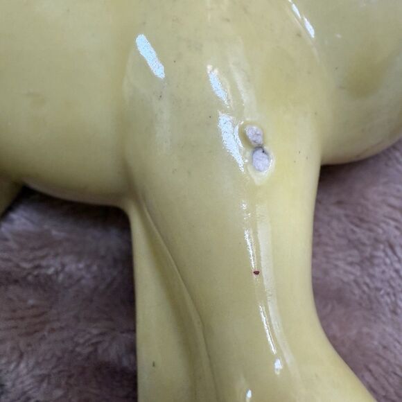 Old Cat Planter 4” Black Eyes Surprised Scared Vintage Ached Back MCM MIJ Yellow - Picture 4 of 8